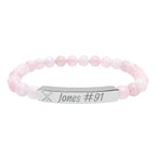 Personalized Baseball/Softball Bracelet | Natural Stone Stretch Bar Bracelet