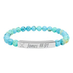 Personalized Baseball/Softball Bracelet | Natural Stone Stretch Bar Bracelet