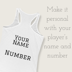 White tank top with customizable text on a light background