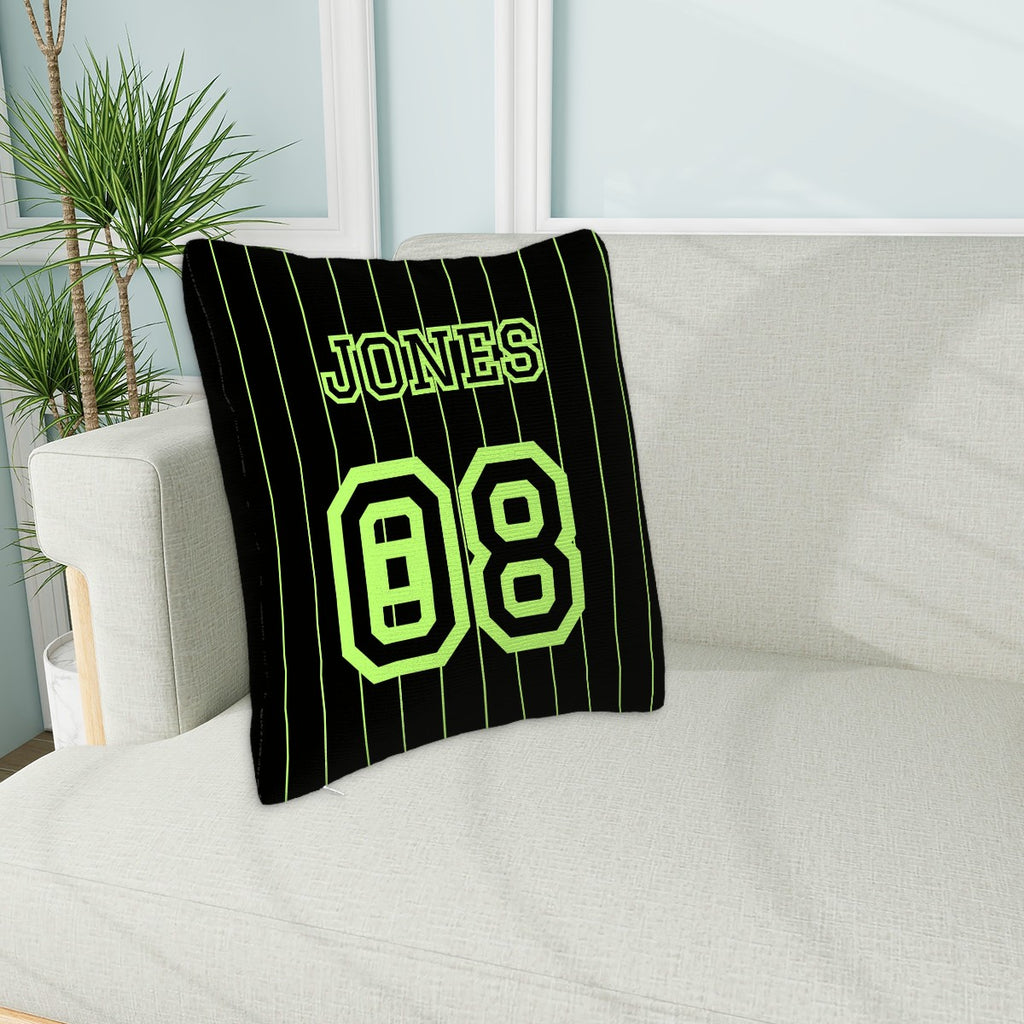 Custom Pinstripe Sports Pillow — Personalized Team Logo, Player Name & Number - Magnolia Wild SC