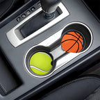 Sports Ball Car Coasters – Choose Your Sport (2-Pack Absorbent Ceramic Cup Holder Protectors with Cork Base) - Magnolia Wild SC
