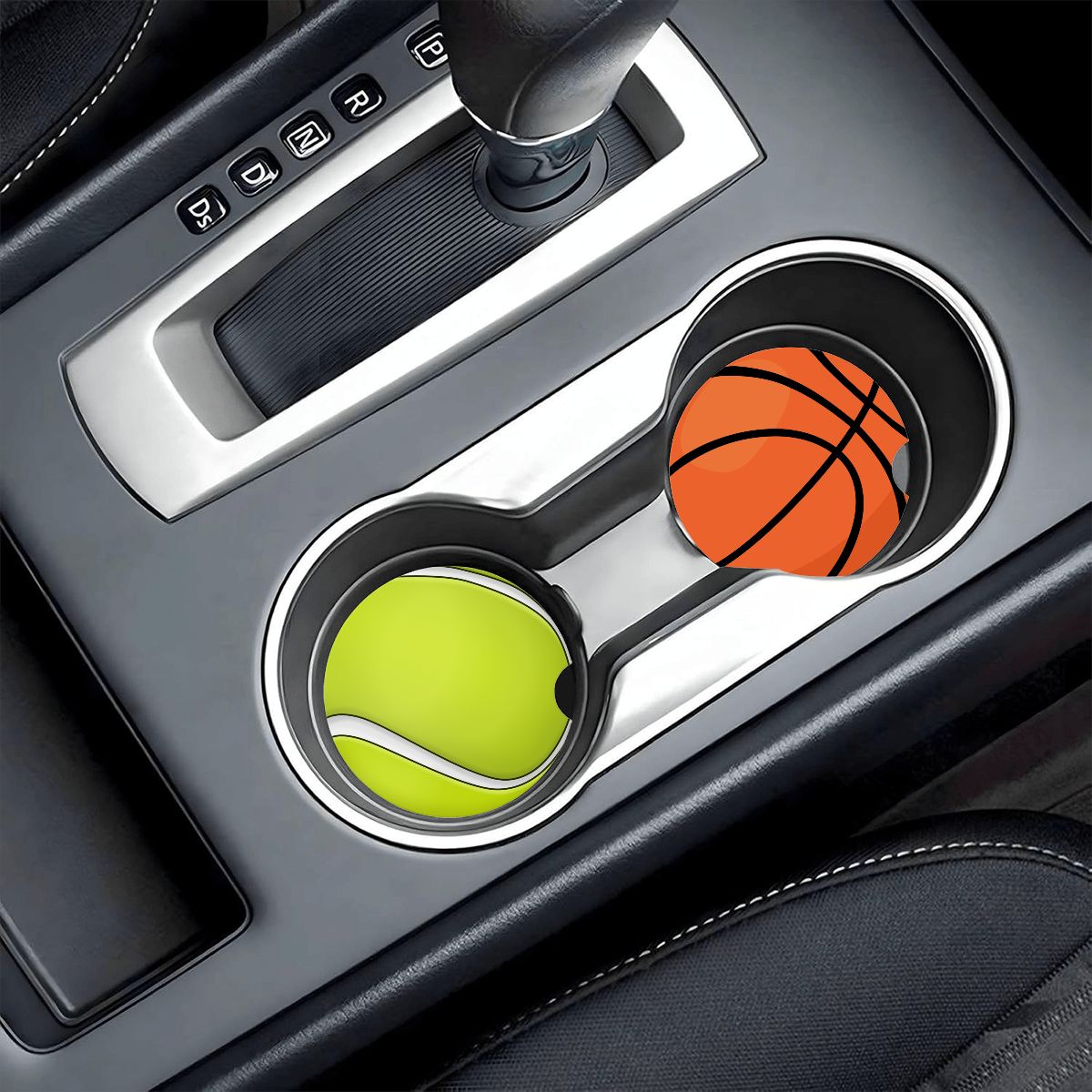 Sports Ball Car Coasters – Choose Your Sport (2-Pack Absorbent Ceramic Cup Holder Protectors with Cork Base) - Magnolia Wild SC