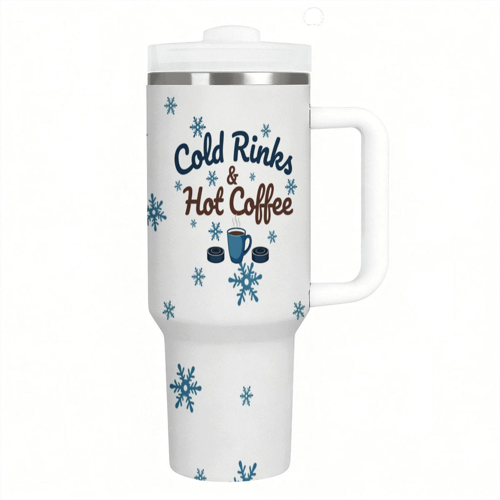 Hockey Mom "Cold Rinks & Hot Coffee" 40oz Insulated Tumbler with Handle and Straw - Magnolia Wild SC