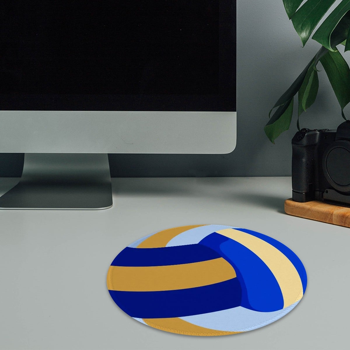 Volleyball-Inspired Round Mouse Pad – Sporty Custom Desk Mat for Work, Study & Gaming - Magnolia Wild SC
