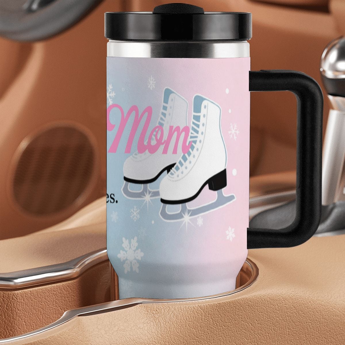 "Figure Skating Mom: Early Mornings & Expensive Blades" 40oz Tumbler with Handle and Straw - Magnolia Wild SC