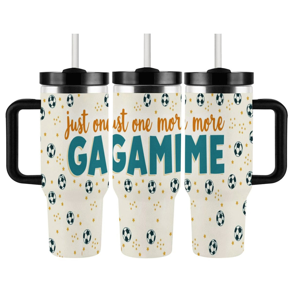 Just One More Game 40oz Soccer Tumbler with Handle and Straw (Made in USA) - Magnolia Wild SC