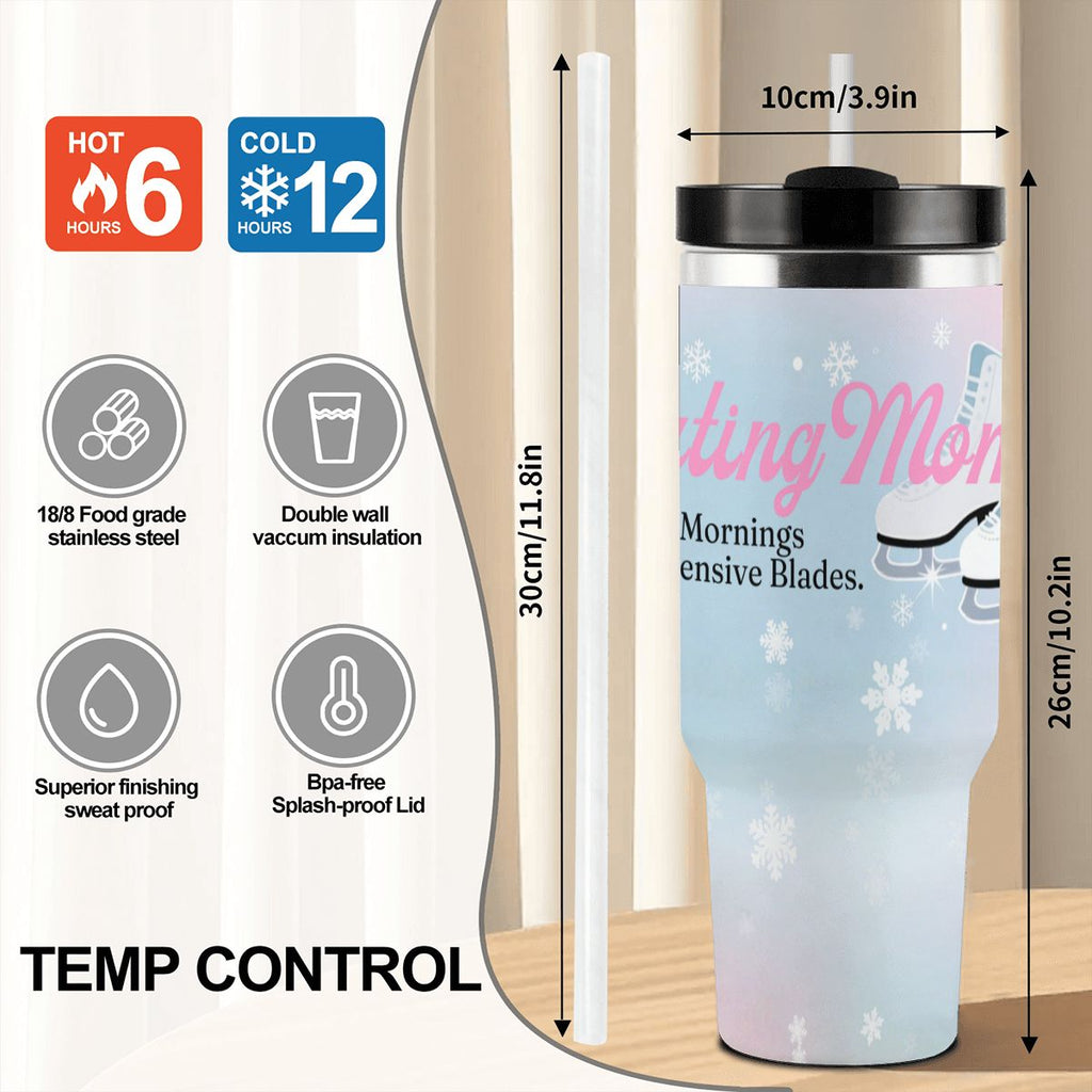 "Figure Skating Mom: Early Mornings & Expensive Blades" 40oz Tumbler with Handle and Straw - Magnolia Wild SC