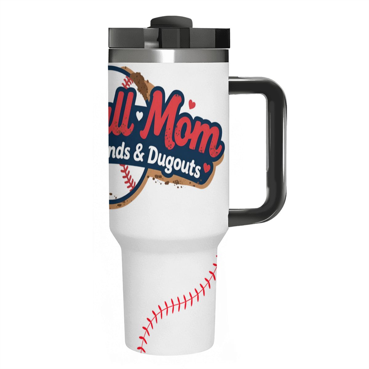 Baseball Mom "Dirt, Diamonds & Dugouts" 40oz Insulated Tumbler with Handle and Straw - Magnolia Wild SC