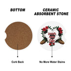 Soccer Mom Car Coasters – 2 Pack Ceramic Absorbent Cup Holder Inserts with Cork Base - Magnolia Wild SC
