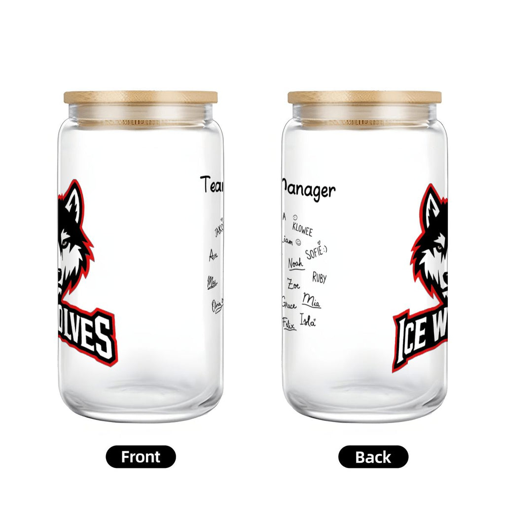 Custom Libbey-Style Glass Tumbler with Bamboo Lid – Personalized Team Logo, Names, and Signature Drinkware - Magnolia Wild SC