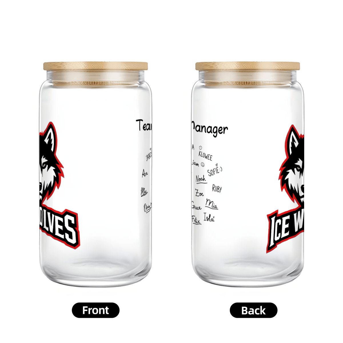 Custom Libbey-Style Glass Tumbler with Bamboo Lid – Personalized Team Logo, Names, and Signature Drinkware - Magnolia Wild SC