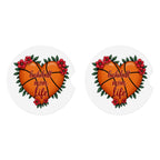 Basketball Mom Car Coasters – 2 Pack Ceramic Absorbent Cup Holder Inserts with Cork Base - Magnolia Wild SC