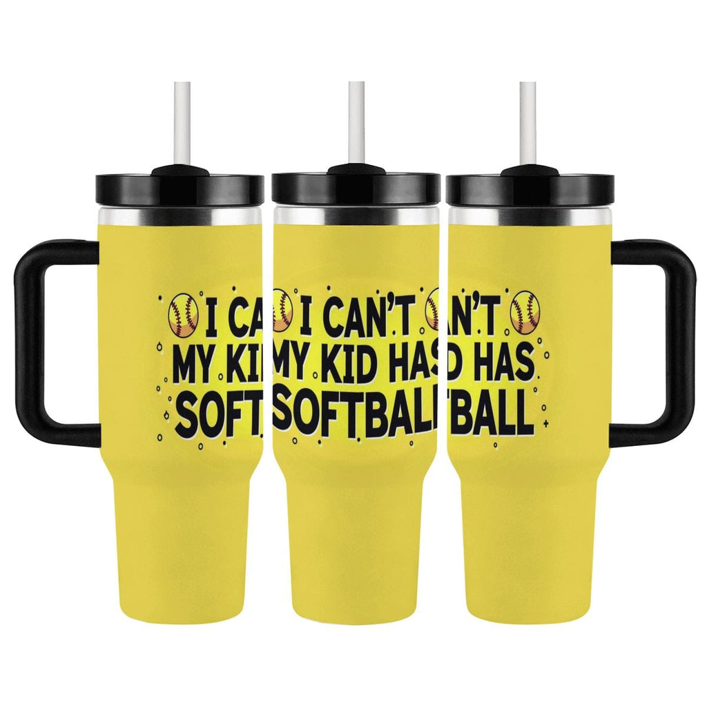 My Kid Has Softball 40oz Tumbler with Handle and Straw - Magnolia Wild SC