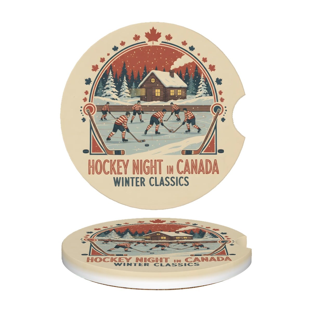 Hockey Night in Canada Ceramics Car Coasters 2 pcs - Magnolia Wild SC