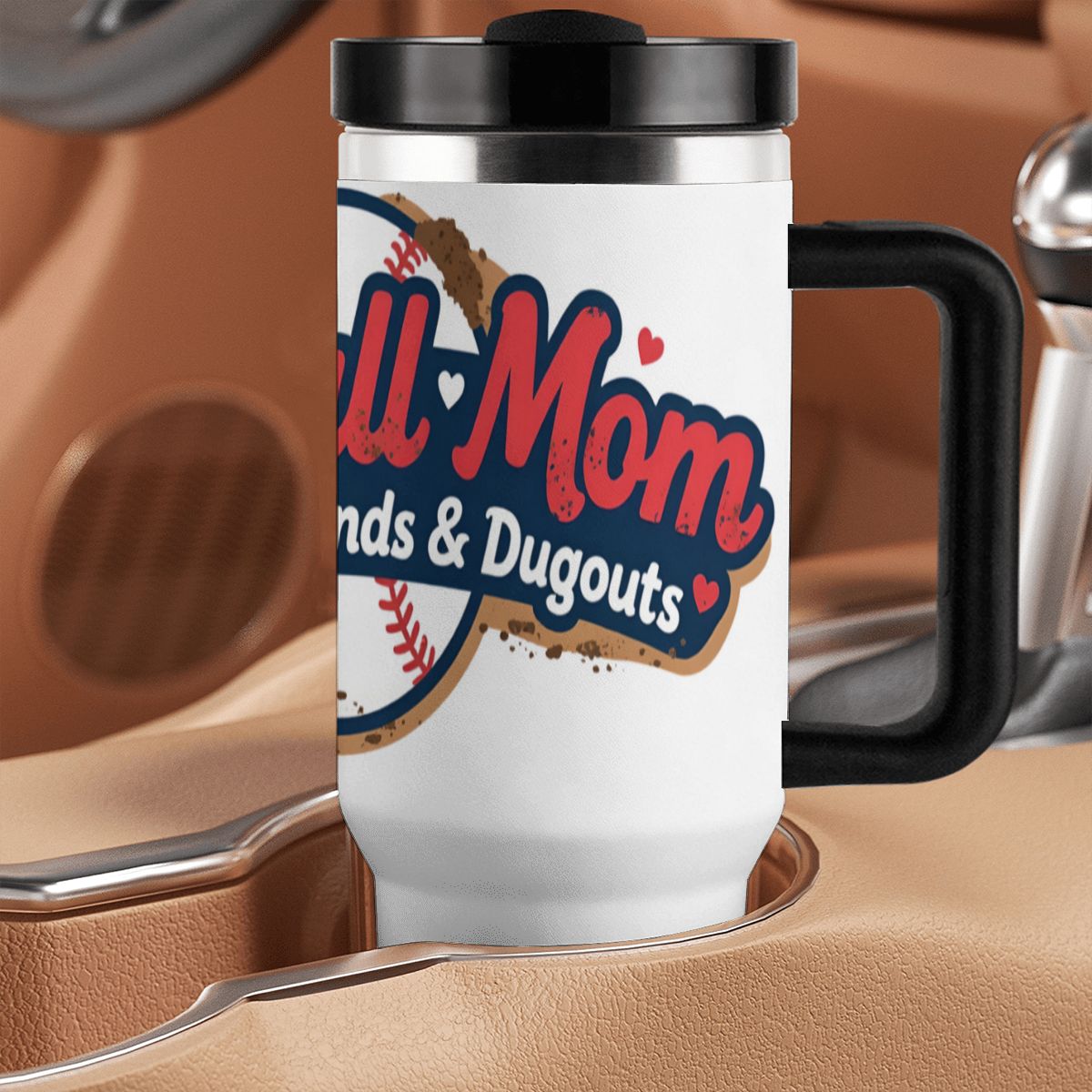Baseball Mom "Dirt, Diamonds & Dugouts" 40oz Insulated Tumbler with Handle and Straw - Magnolia Wild SC