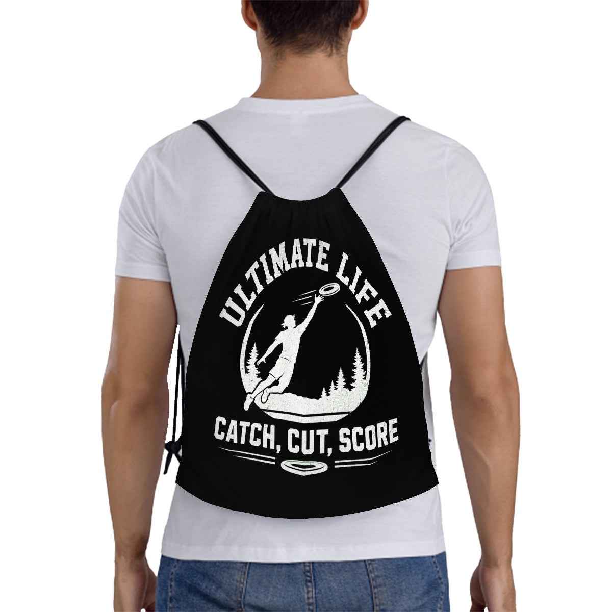 Personalized Ultimate Frisbee Drawstring Bag - "Cut. Catch. Score"