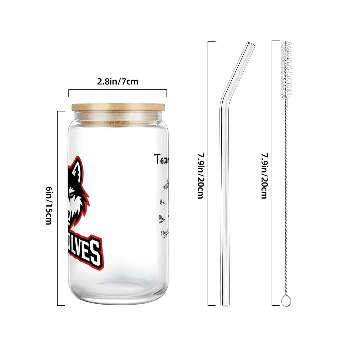 Custom Libbey-Style Glass Tumbler with Bamboo Lid – Personalized Team Logo, Names, and Signature Drinkware - Magnolia Wild SC