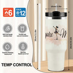 Elegant Watercolor Figure Skating Mom 40oz Insulated Tumbler with Handle and Straw - Magnolia Wild SC