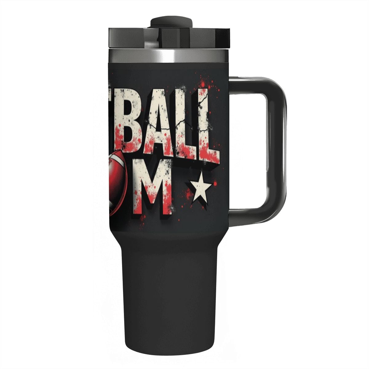 Grunge Style Football Mom 40oz Insulated  Tumbler with Handle and Straw - Magnolia Wild SC