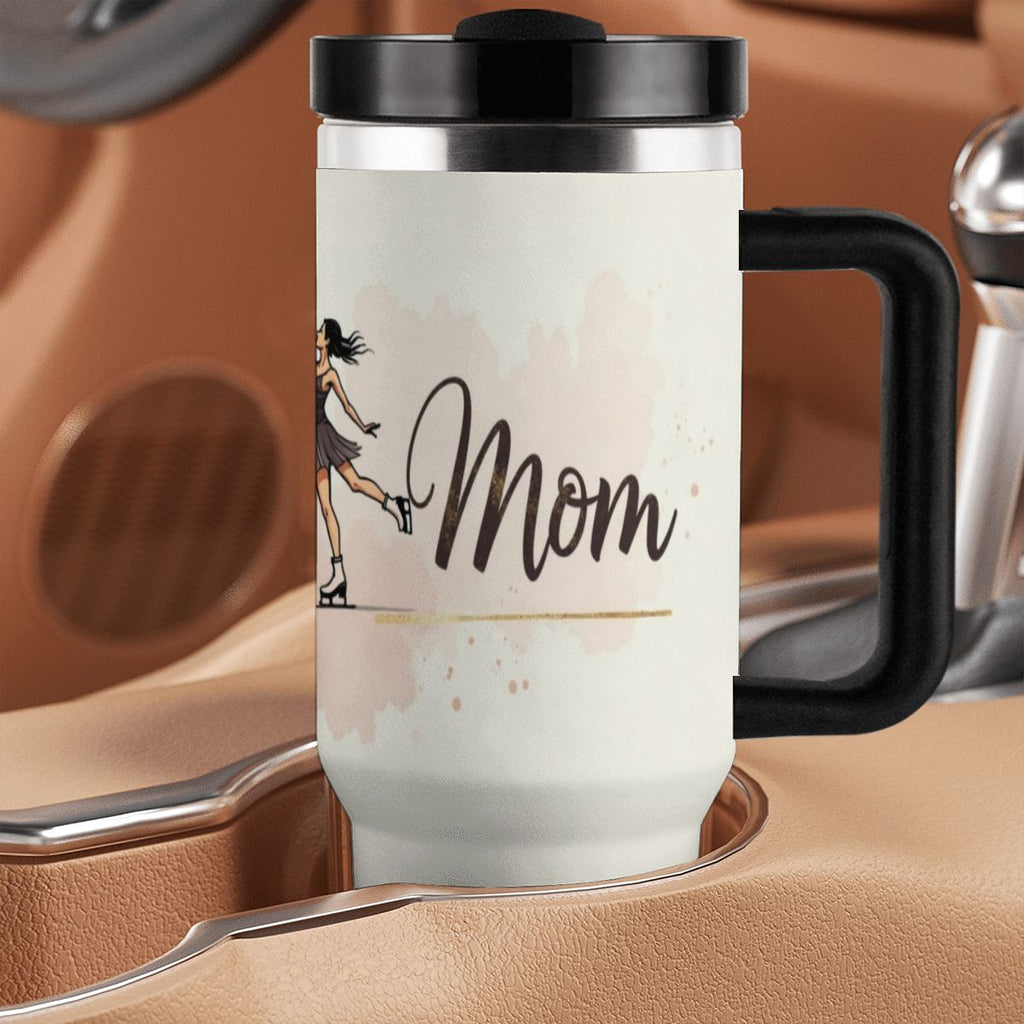 Elegant Watercolor Figure Skating Mom 40oz Insulated Tumbler with Handle and Straw - Magnolia Wild SC
