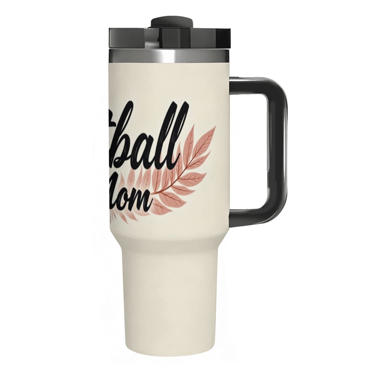 Elegant Football Mom 40oz Insulated Tumbler with Handle and Straw - Magnolia Wild SC