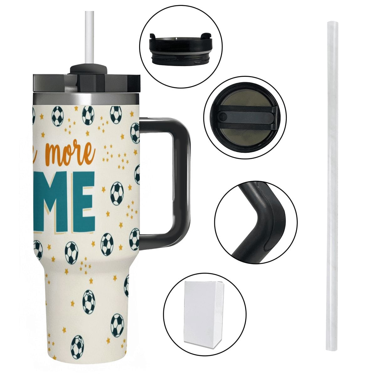 Just One More Game 40oz Soccer Tumbler with Handle and Straw (Made in USA) - Magnolia Wild SC