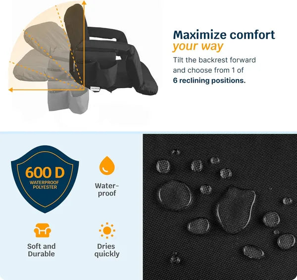 The Ultimate Game Day Seat 💛: Heated Massage Reclining Stadium Seat For Bleachers With Back Support - Magnolia Wild SC