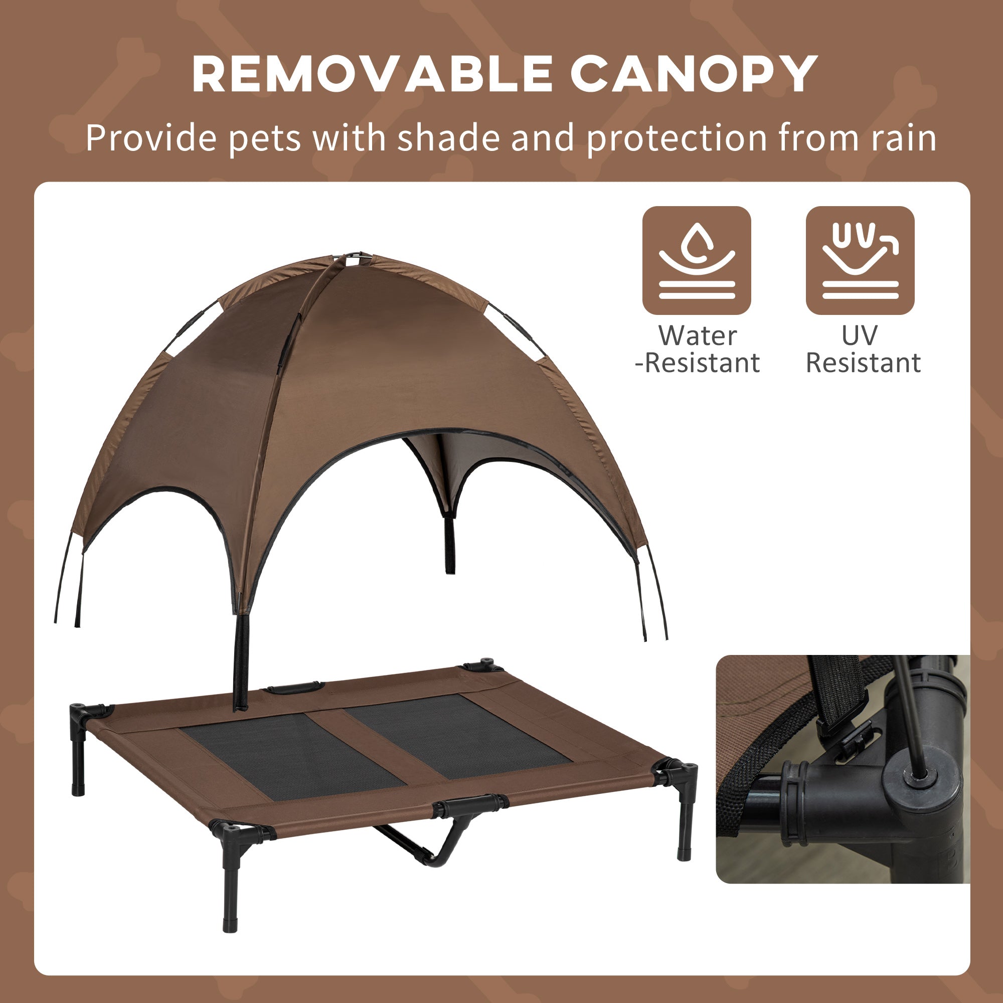 Elevated Portable Dog Cot Pet Bed with UV Protection Canopy Shade - Magnolia Wild SC
