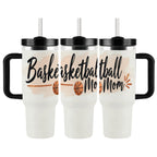 Elegant Watercolor Basketball Mom 40oz Insulated Tumbler with Handle and Straw - Magnolia Wild SC