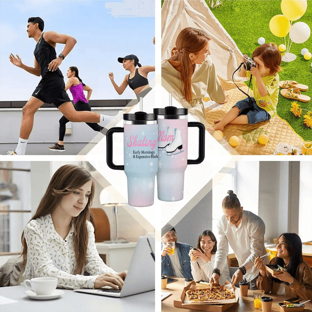 "Figure Skating Mom: Early Mornings & Expensive Blades" 40oz Tumbler with Handle and Straw - Magnolia Wild SC