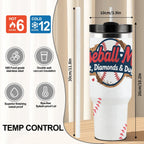 Baseball Mom "Dirt, Diamonds & Dugouts" 40oz Insulated Tumbler with Handle and Straw - Magnolia Wild SC