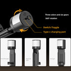 Lighting device with features highlighted on a black background