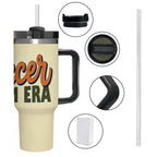 Retro "Soccer Mom Era" 40oz Insulated Tumbler with Handle and Straw - Magnolia Wild SC