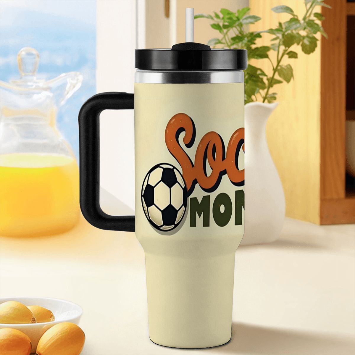 Retro "Soccer Mom Era" 40oz Insulated Tumbler with Handle and Straw - Magnolia Wild SC