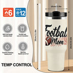 Elegant Football Mom 40oz Insulated Tumbler with Handle and Straw - Magnolia Wild SC