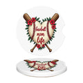 Baseball Mom Car Coasters – 2 Pack Ceramic Absorbent Cup Holder Inserts with Cork Base - Magnolia Wild SC