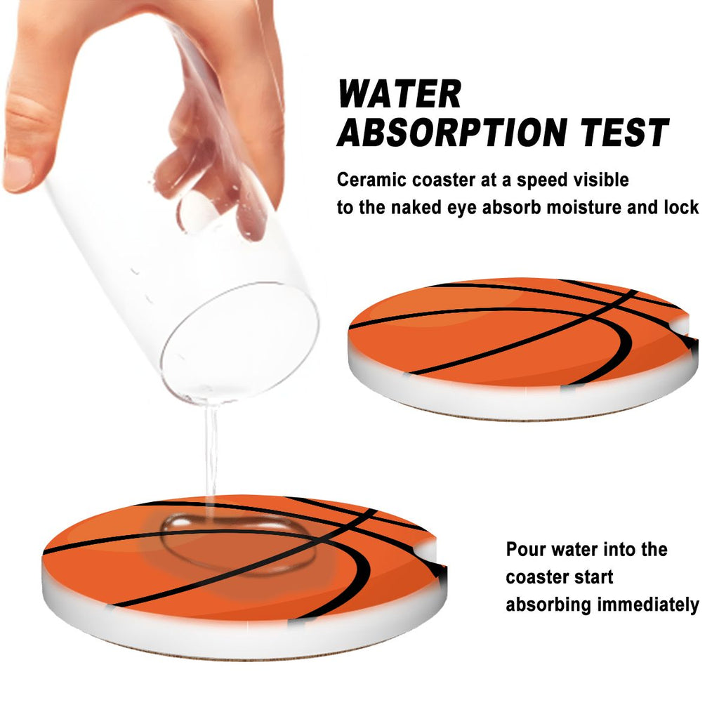 Sports Ball Car Coasters – Choose Your Sport (2-Pack Absorbent Ceramic Cup Holder Protectors with Cork Base) - Magnolia Wild SC