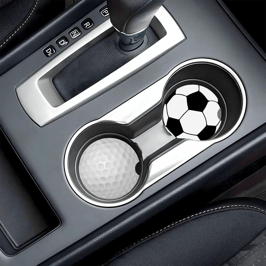 Sports Ball Car Coasters – Choose Your Sport (2-Pack Absorbent Ceramic Cup Holder Protectors with Cork Base) - Magnolia Wild SC