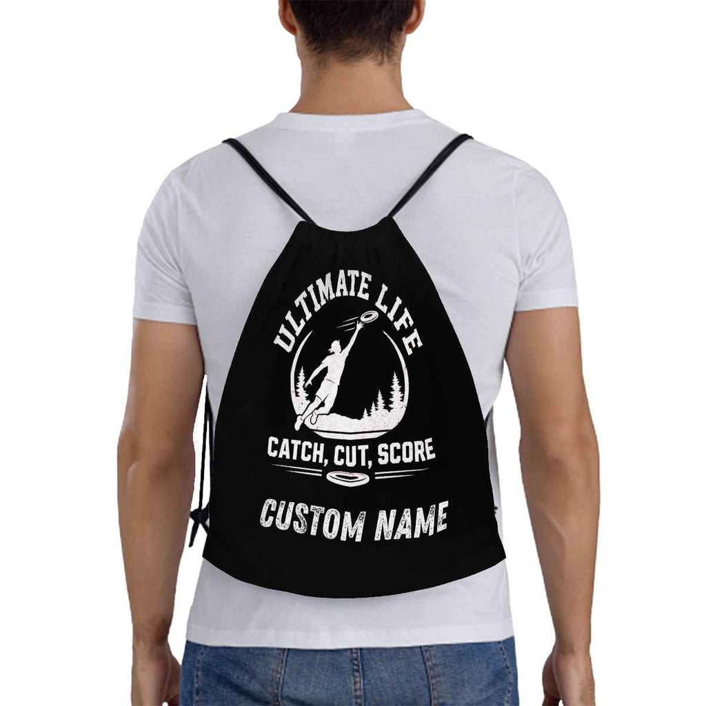 Personalized Ultimate Frisbee Drawstring Bag - "Cut. Catch. Score"